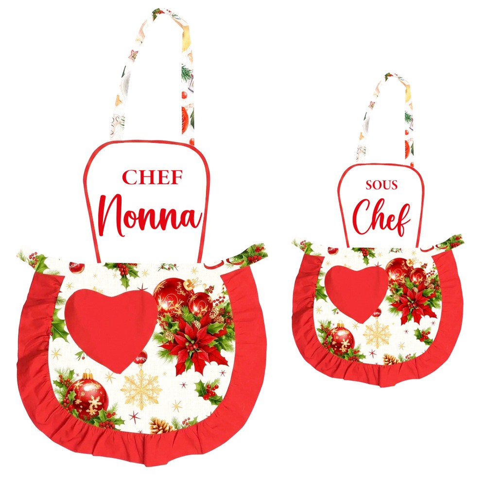 Coppia JOY Grembiulino baby + adulto con pettorina e frasi