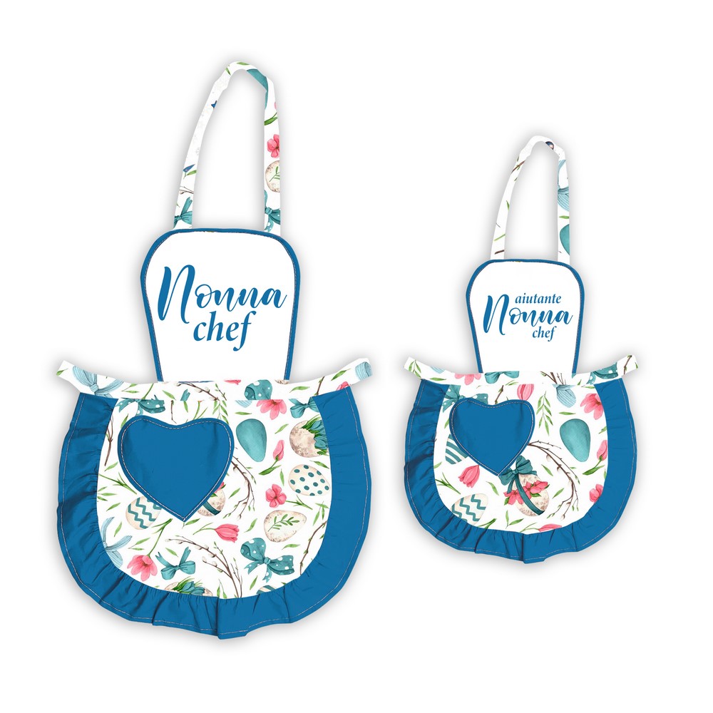 Coppia JOY Grembiulino baby + adulto con pettorina sublimatica stampata