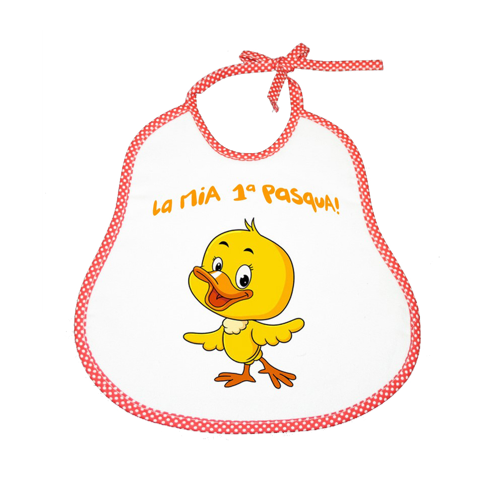 Bavetta "La mia I Pasqua" cm.24x24 con laccetti - stampata con transfer