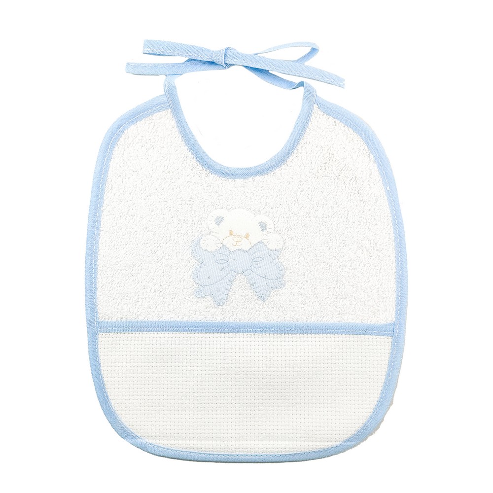 Bavetta ORSETTI cm.20x23 con laccetti e  tasca da ricamare